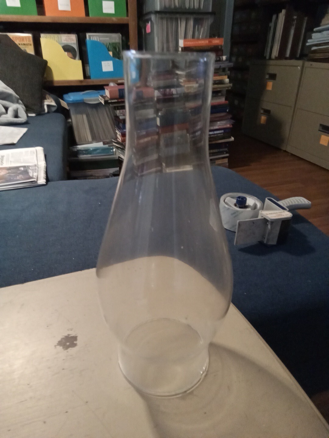 ANT/VTG OIL LAMP GLASS CHIMNEY~3” FITTER X 8" TALL