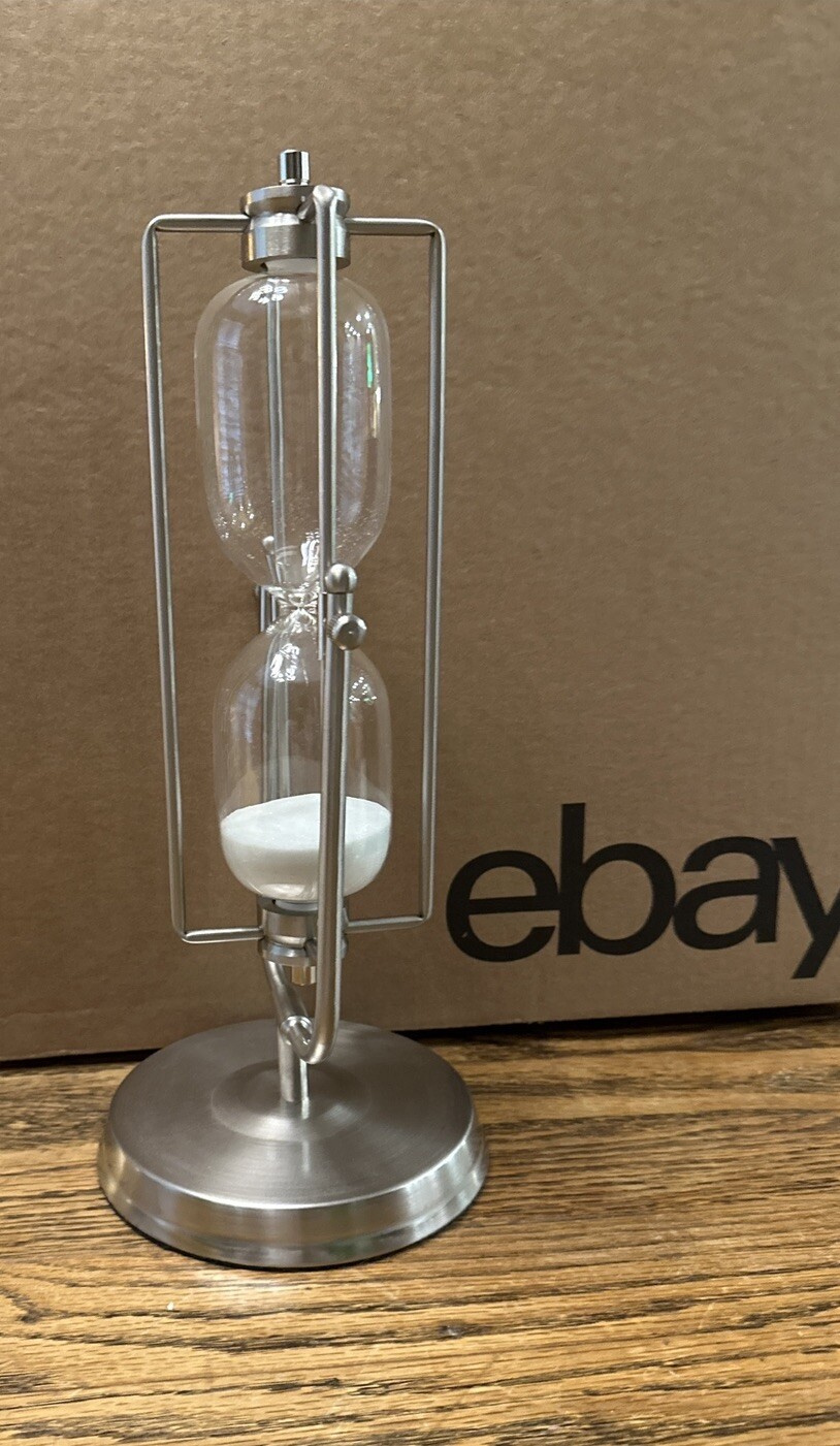 Really Cool 😎 Silver Tone Brushed Metal Hourglass 13.5”