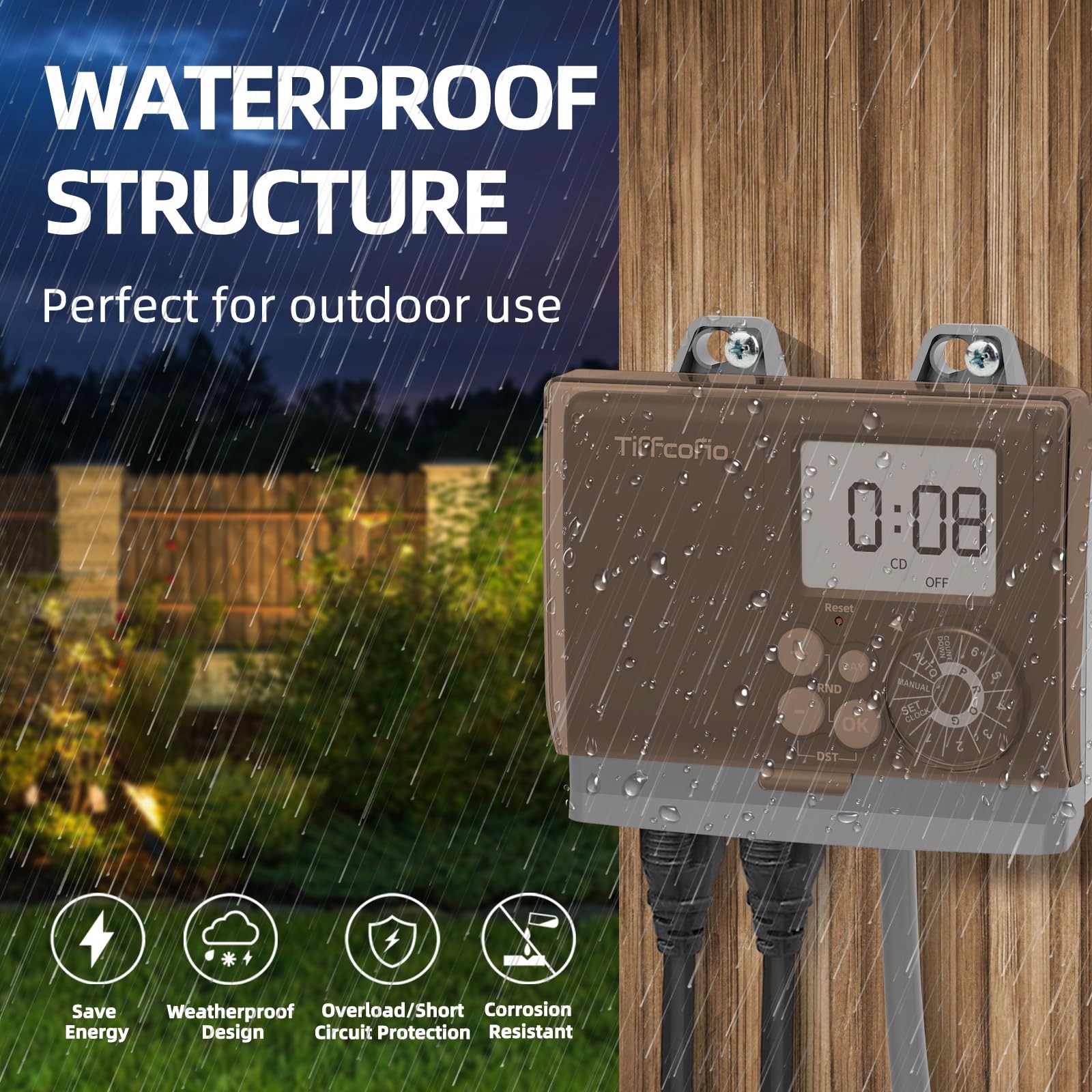 TiFFCOFiO 20A Outdoor Digital Pool Timer Waterproof, Dial Programmable Method...