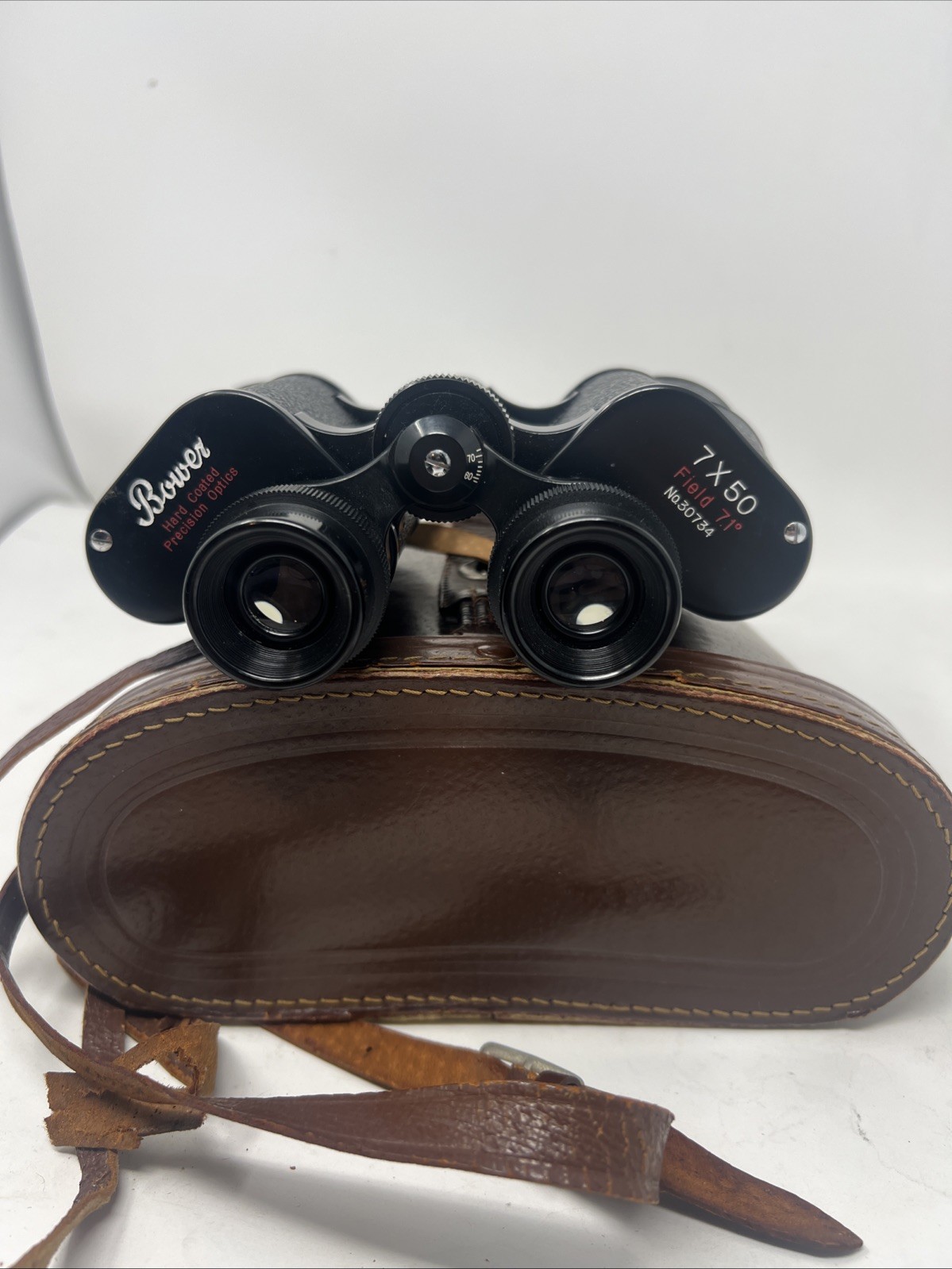 Bower 7x50 Field 7.1 No.30734 Hard Coated Binoculars W/ Brown Leather Case Japan