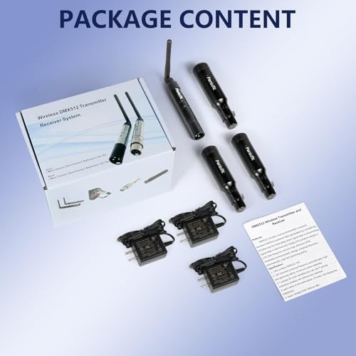 Wireless DMX512 Transmitter Receiver Rechargeable DMX Wireless 1 3 PCS Black