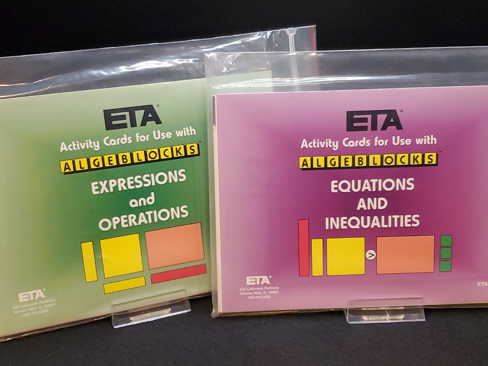 LOT of 2 ETA Cuisenaire #5125 & #5126 ALGEBLOCKS Activity Cards