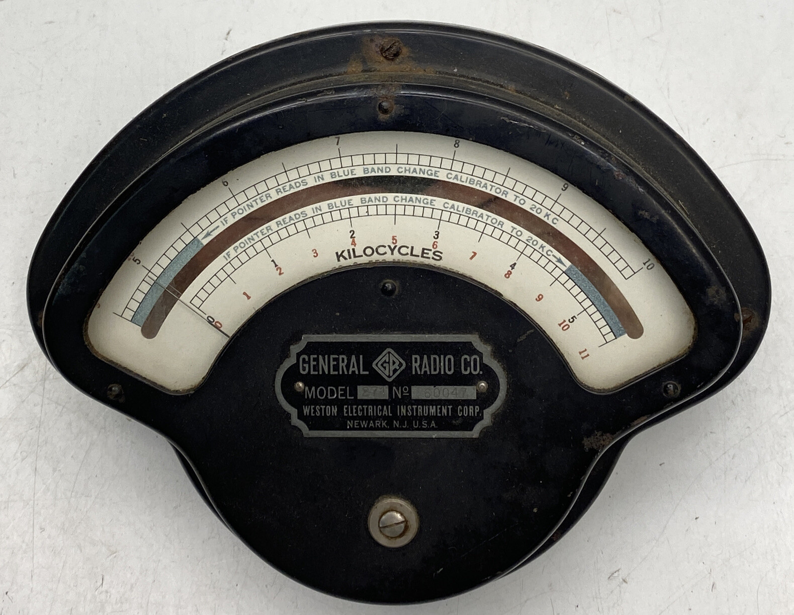 Vintage Weston Electrical General Radio Kilocycles Meter Gauge Model 271 Newark