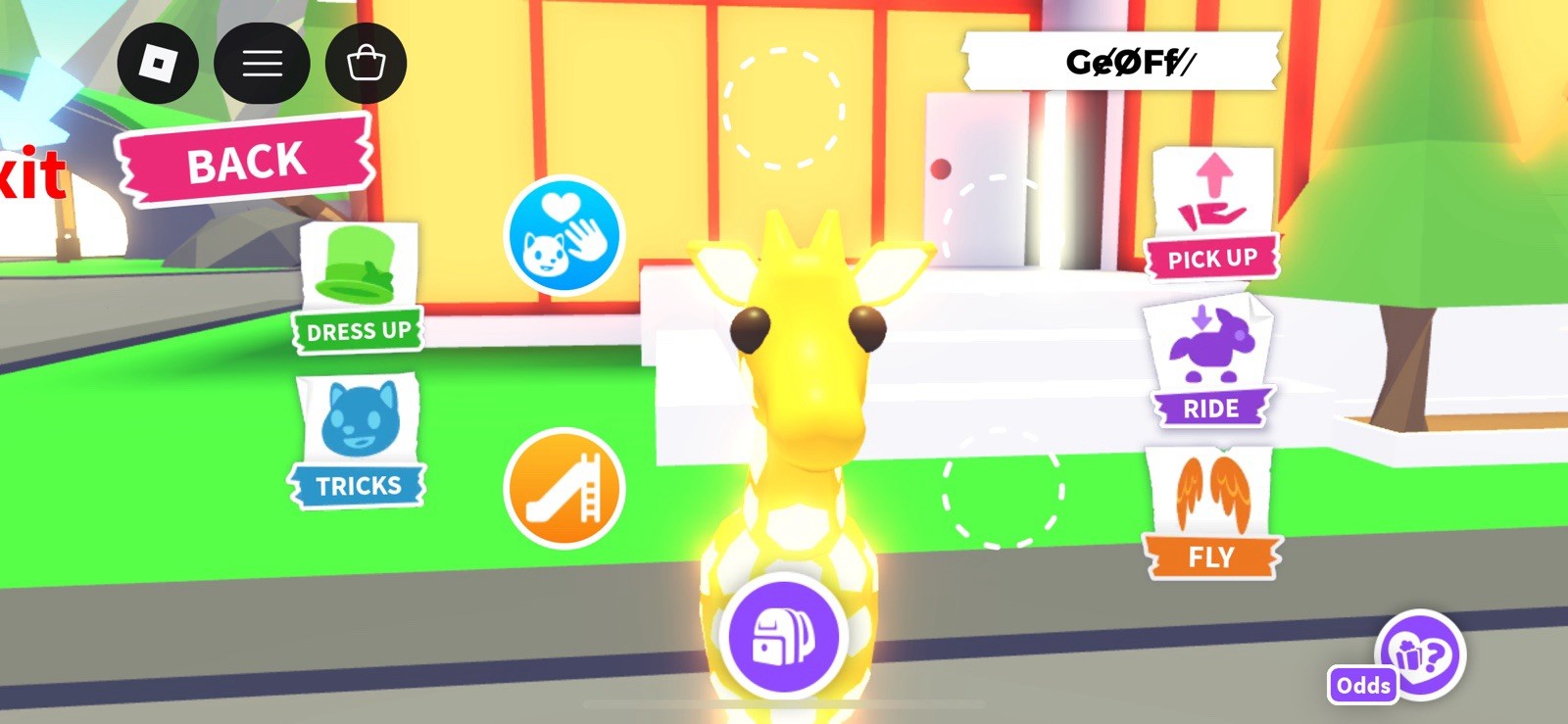 Adopt Me! Giraffe In-Game Virtual Pet - Neon Fly Ride (DM TO BUY)