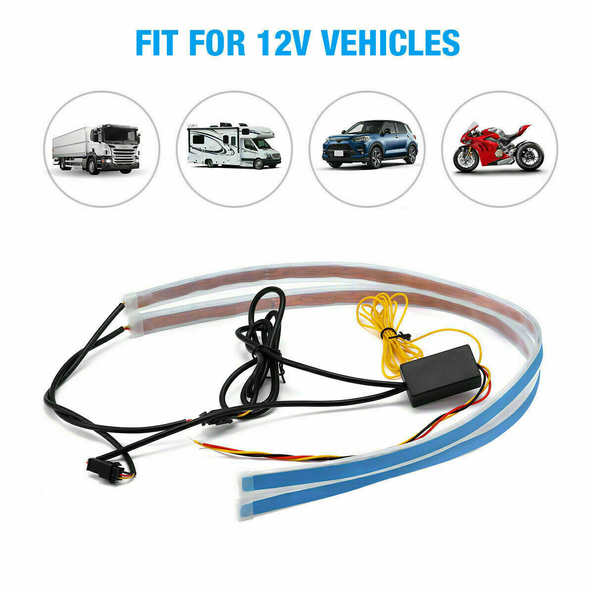 2 PCS 60cm LED DRL Light Sequential Flexible Car Turn Signal Strip For Headlight