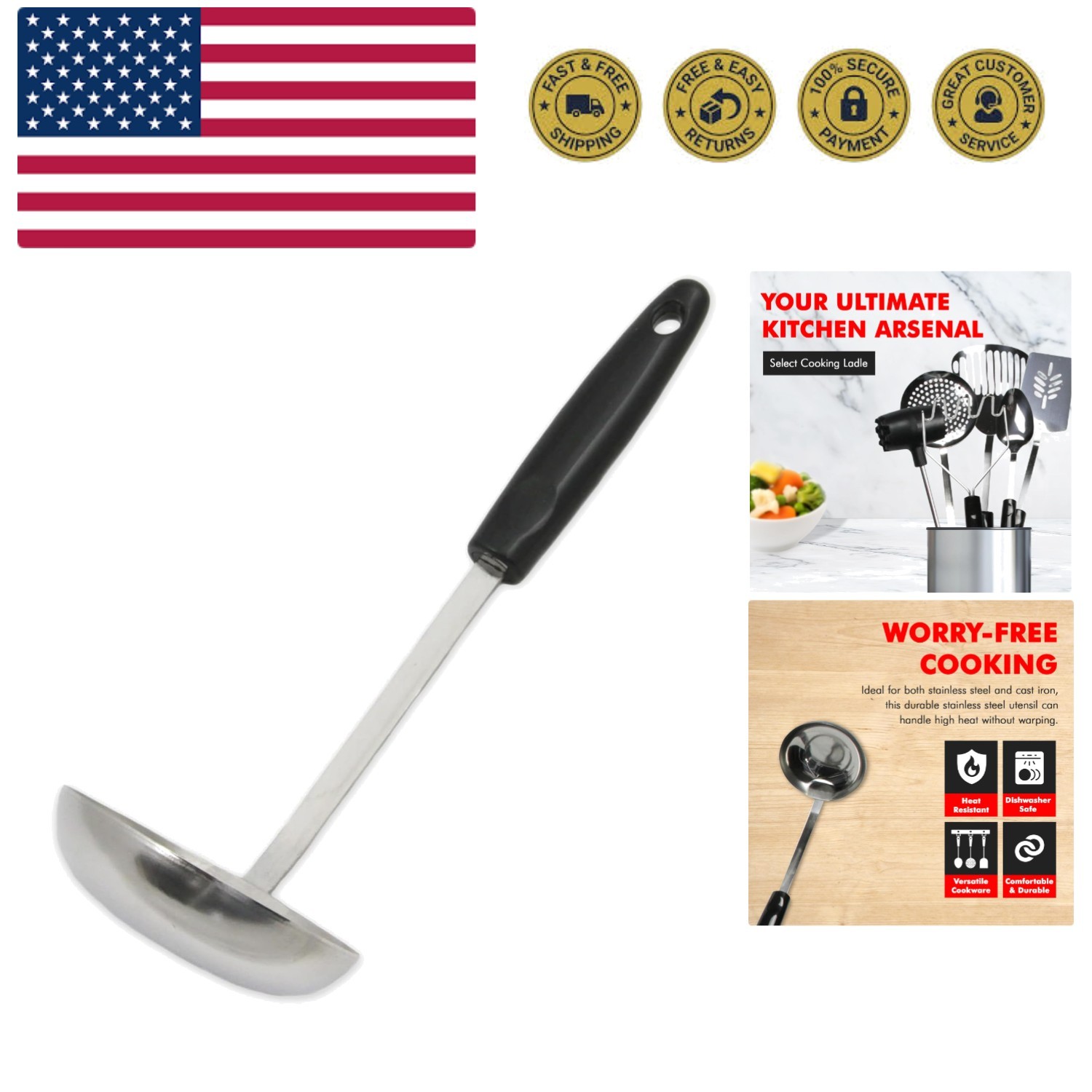 Select Cooking Ladle, 11.5 inch, Stainless Steel