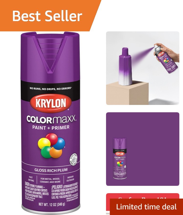 12oz Krylon COLORmaxx Gloss Rich Plum - Fast-Drying Indoor/Outdoor Spray Paint