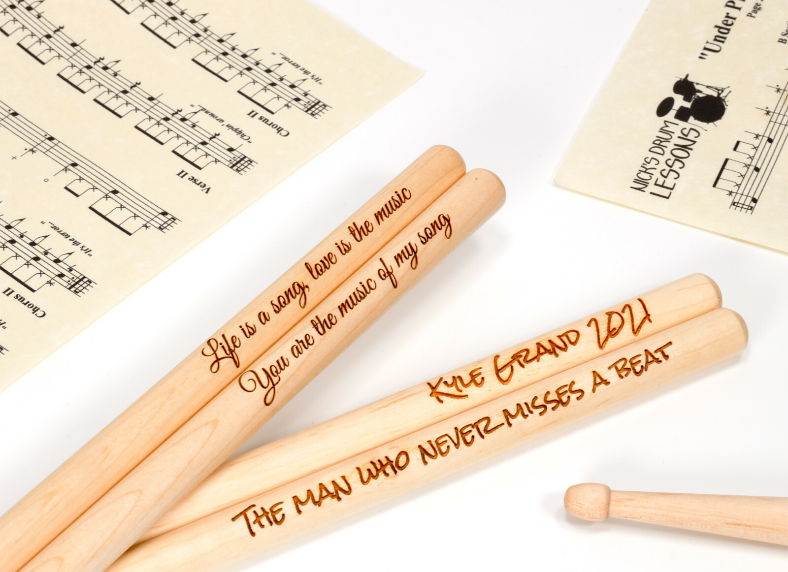 Personalised Custom Drum Sticks 5A + Optional Gift Box | Engraved Gift Idea