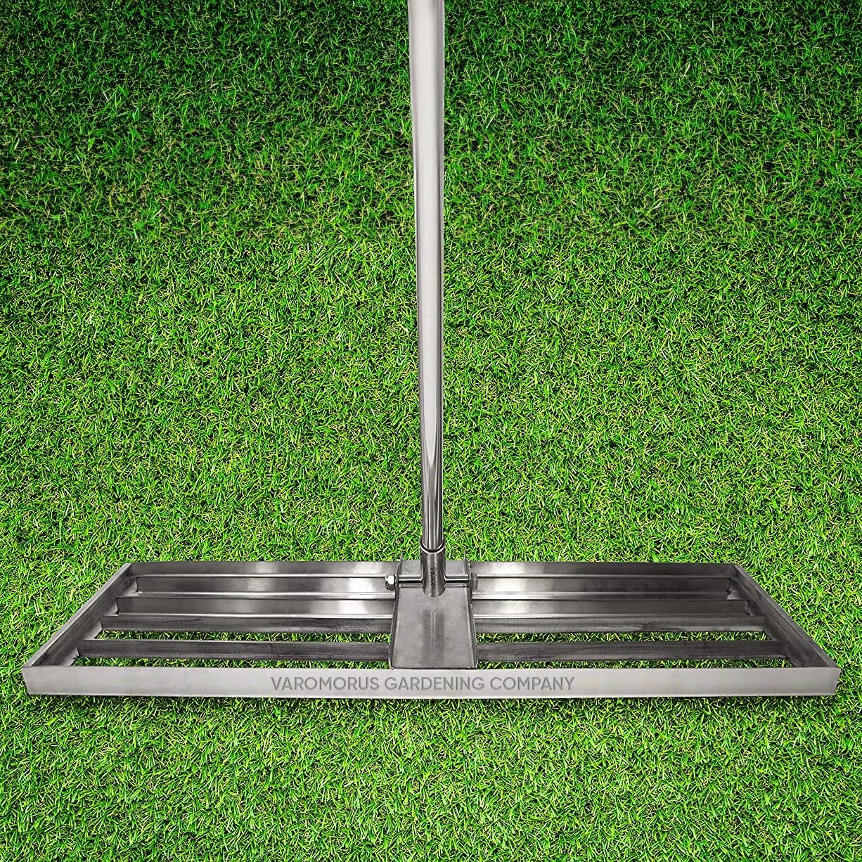 Stainless Steel Lawn Level Rake - 30" Professional Yard, Garden, and Lawn Lev...