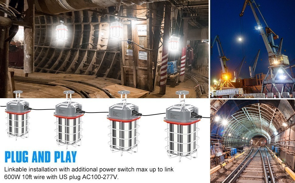 150 Watt LED Temporary Work Light Industrial Constructions Jobsite Linkable Lamp