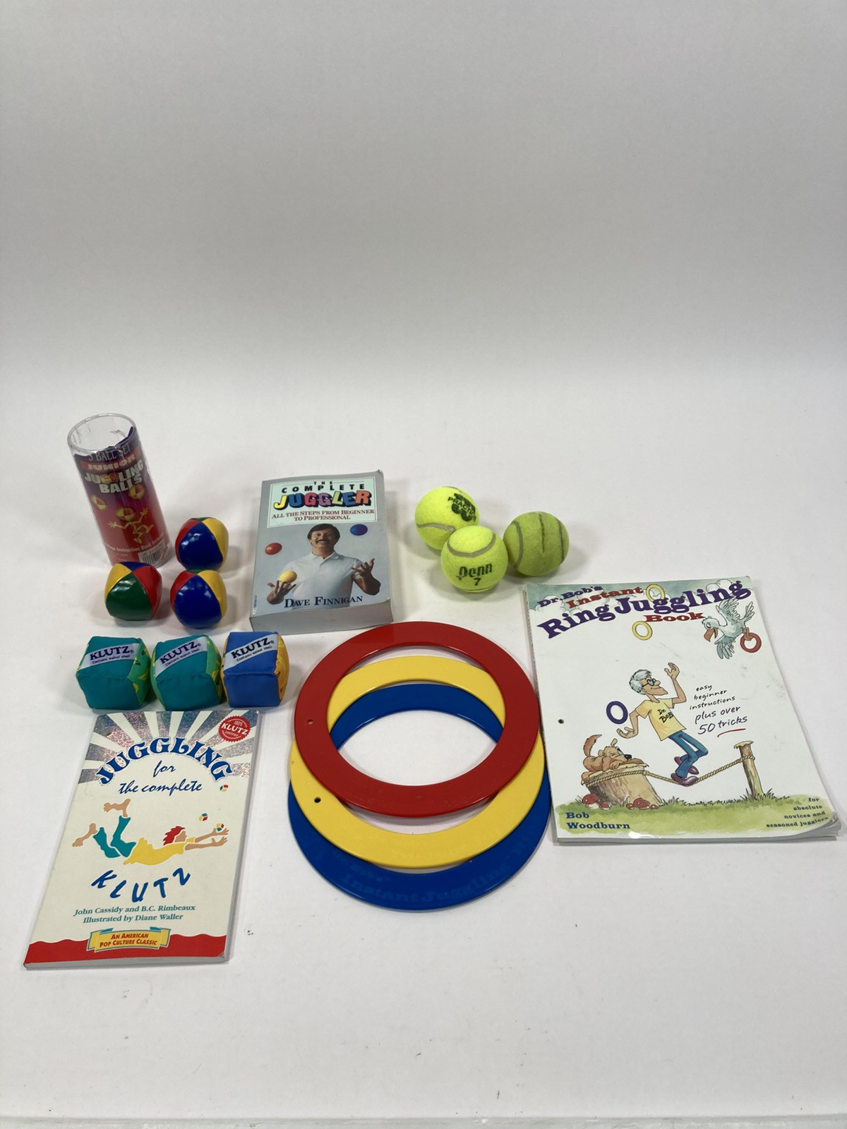 The Best Juggling Kit Ever!Weighted tennis & Walnut  balls, Rings,  3 Books