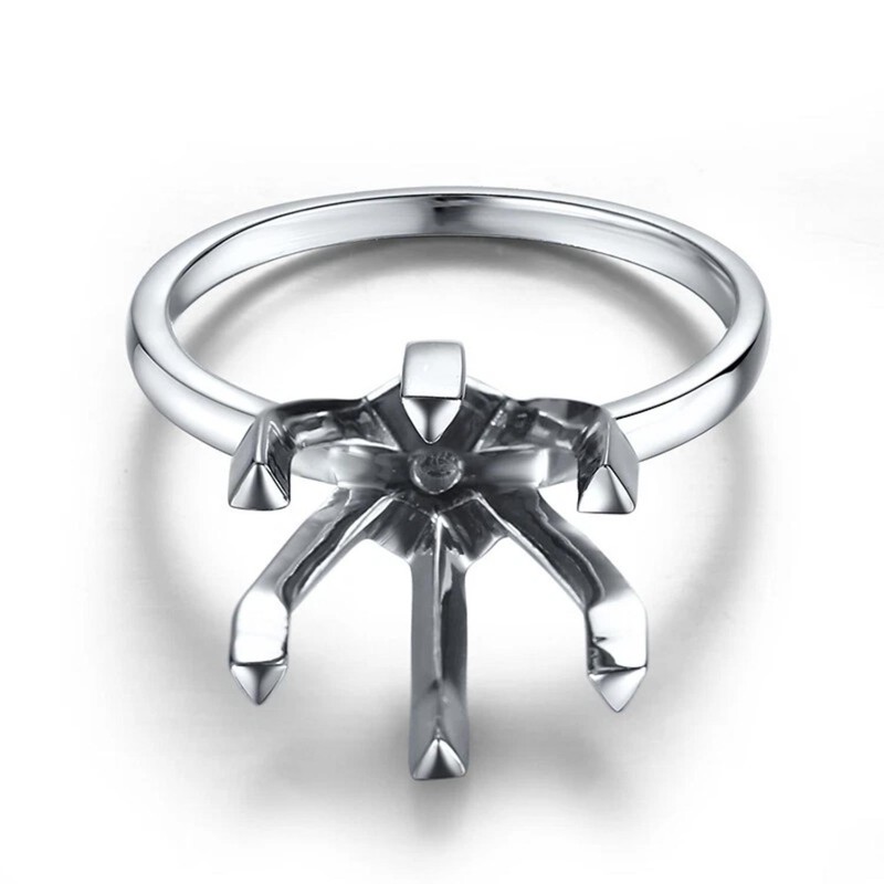Classic Solitaire Semi Mount Ring 12mm Round 925 Sterling Silver Wedding Ring