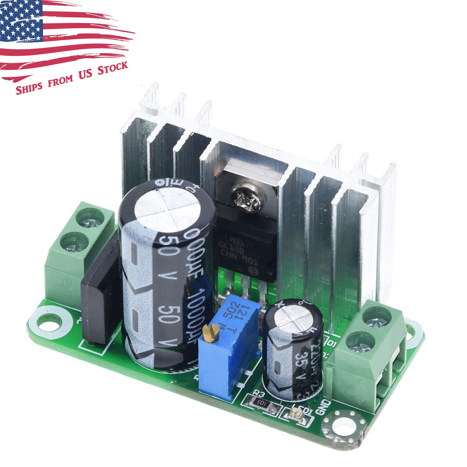 LM317T 5-35VDC 5-22VAC to 1-34VDC Adjustable Step-Down Linear Regulator Module