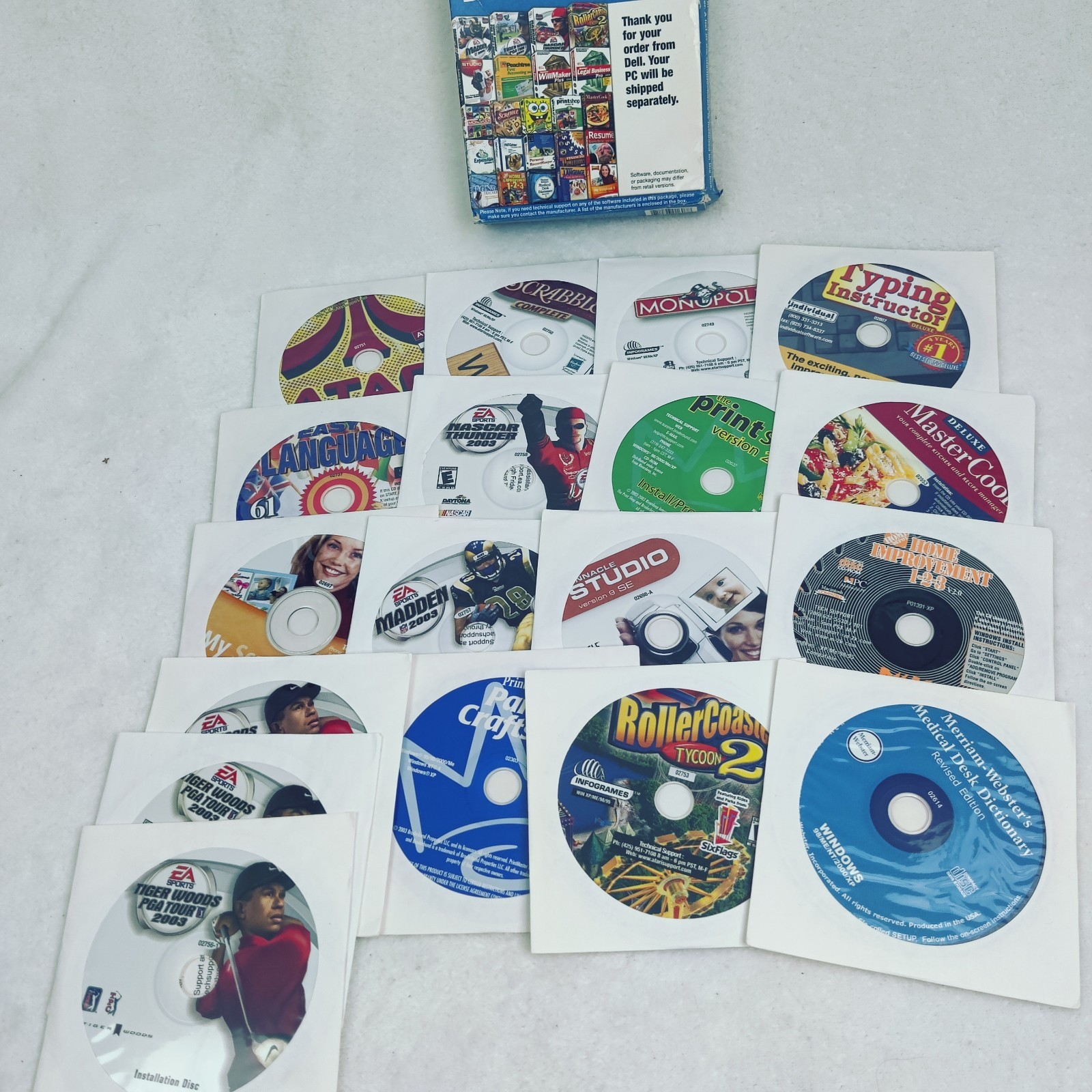 Vintage Dell Software Super Suite 2.0 discs unused, games, Missing Peachtree