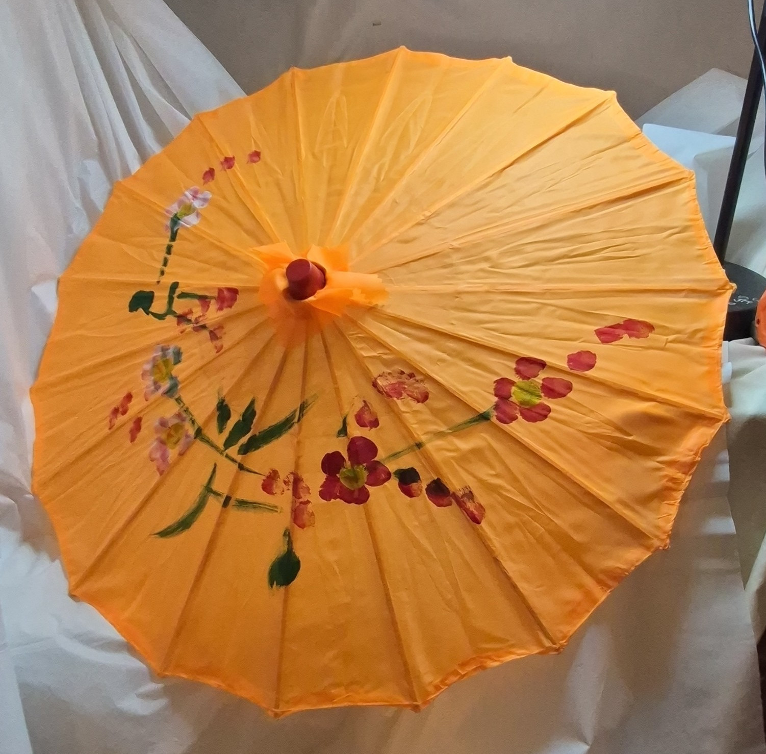 Orange Floral Pattern Fashion Umbrella Parasol for Women - Red Green White