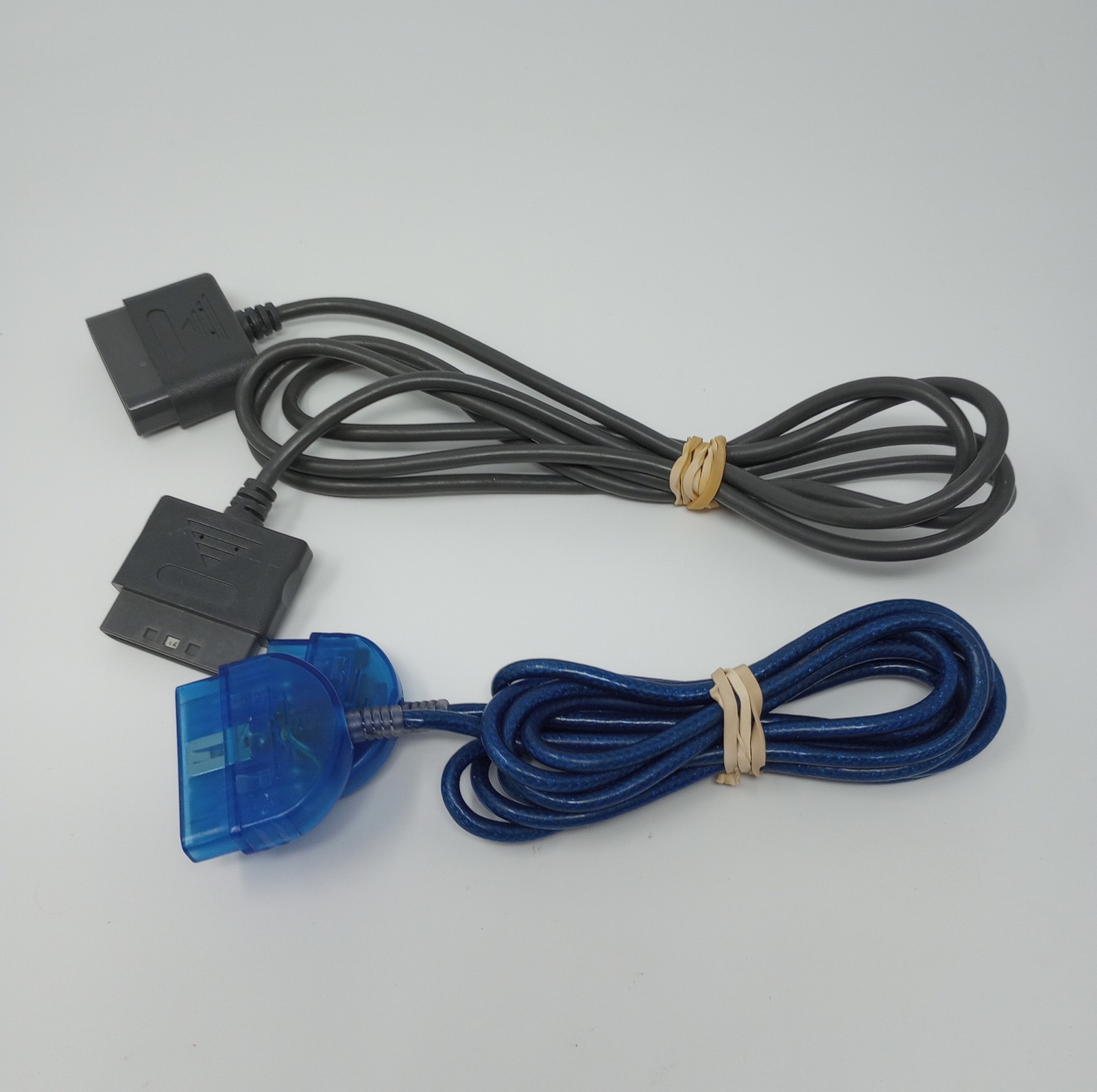 Playstation Accessory Lot (RFU Cable, 3 PS2 Controller Cables, & 2 Memory Cards)