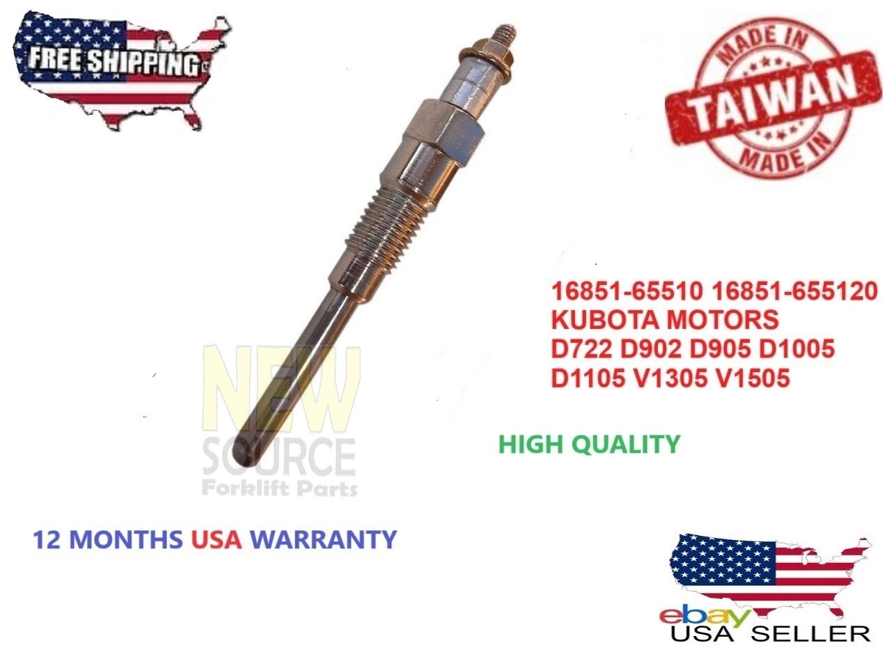 16851-65510 16851-65512 KUBOTA GLOW PLUG D722 D902 D905 D1005 D1105 V1305 V1505