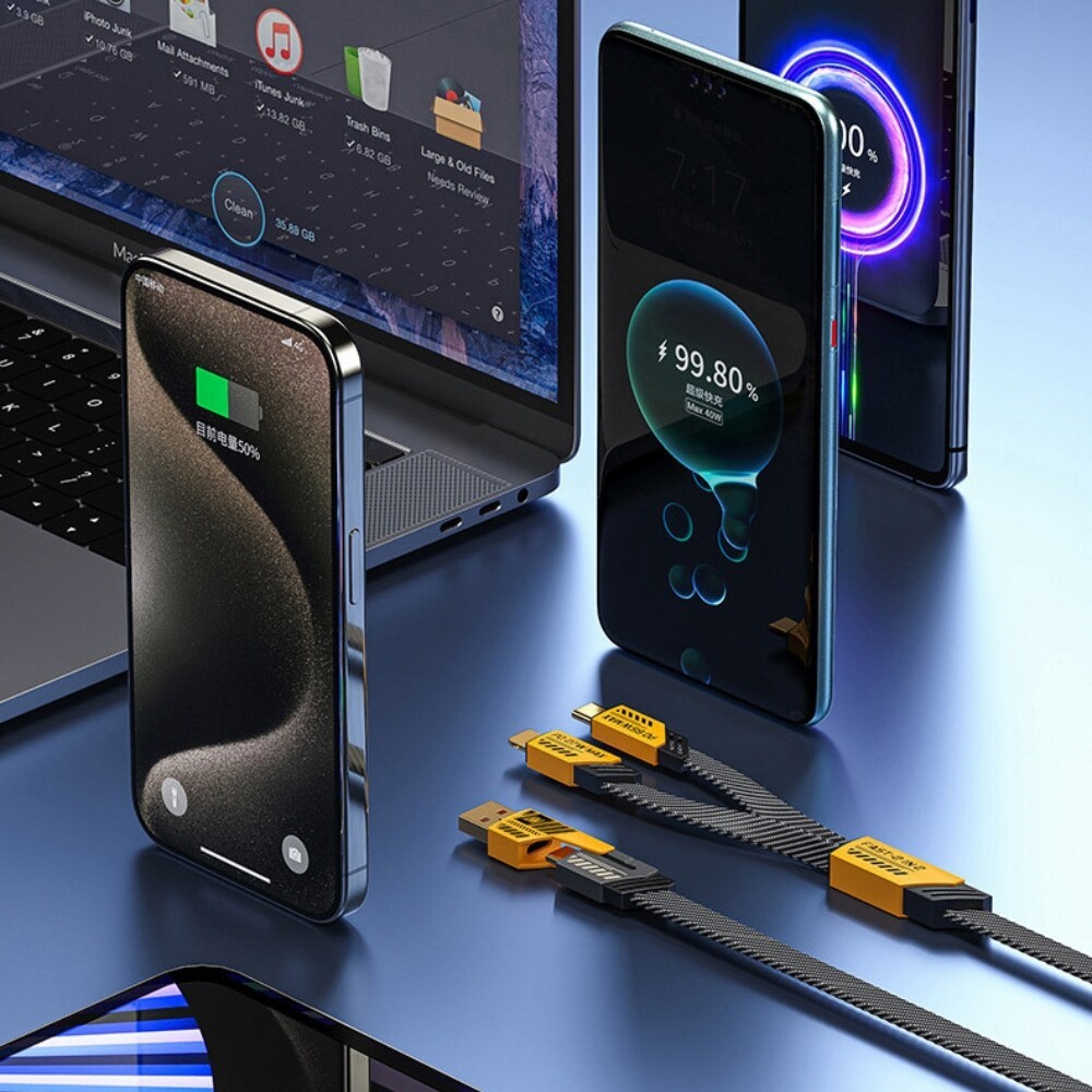 65W 4ft 4-in-1 Multi-Function Charging Cable, Universal USB-C Charging Cable