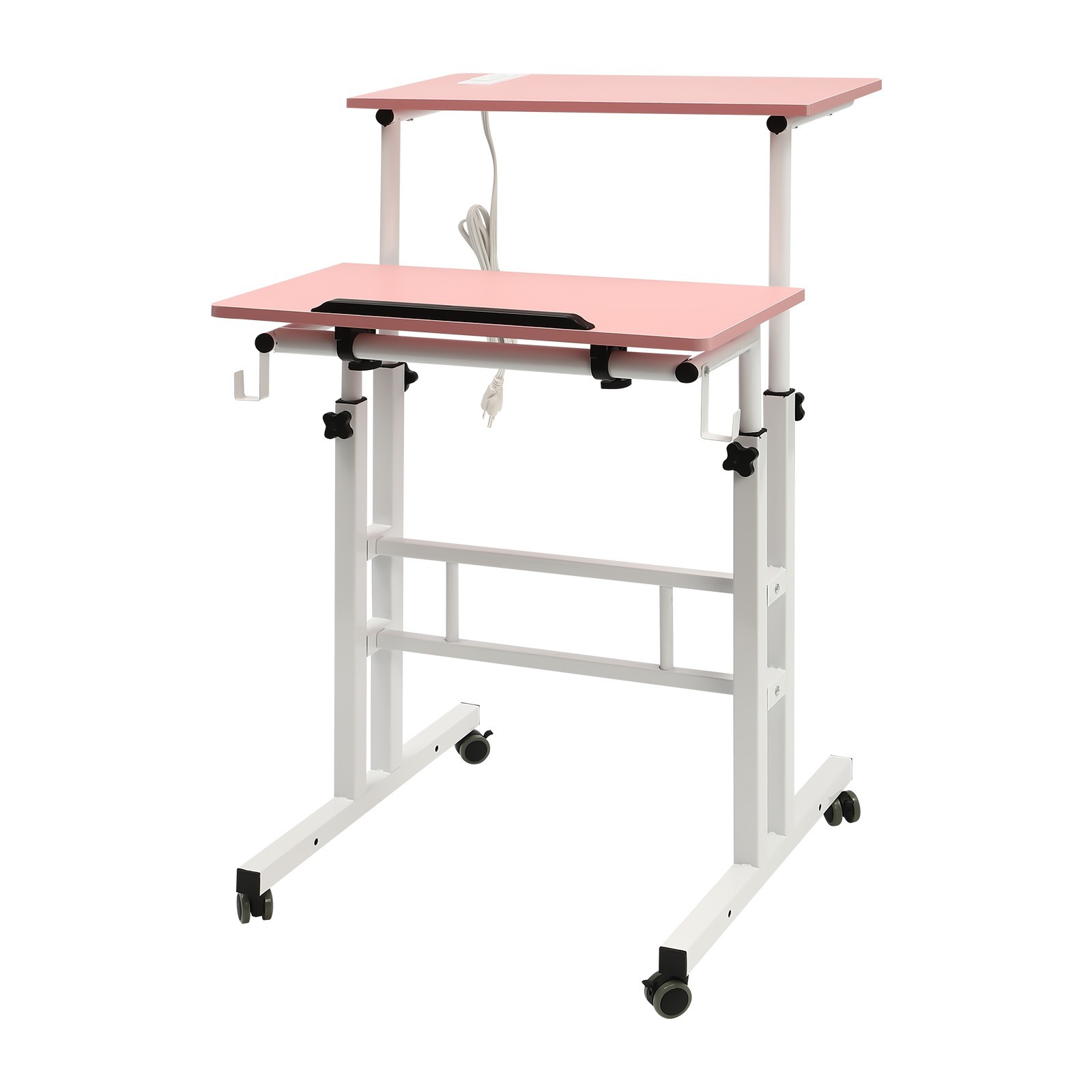 Rolling Laptop Desk Adjustable Height Office Laptop Table Stand up Workstation