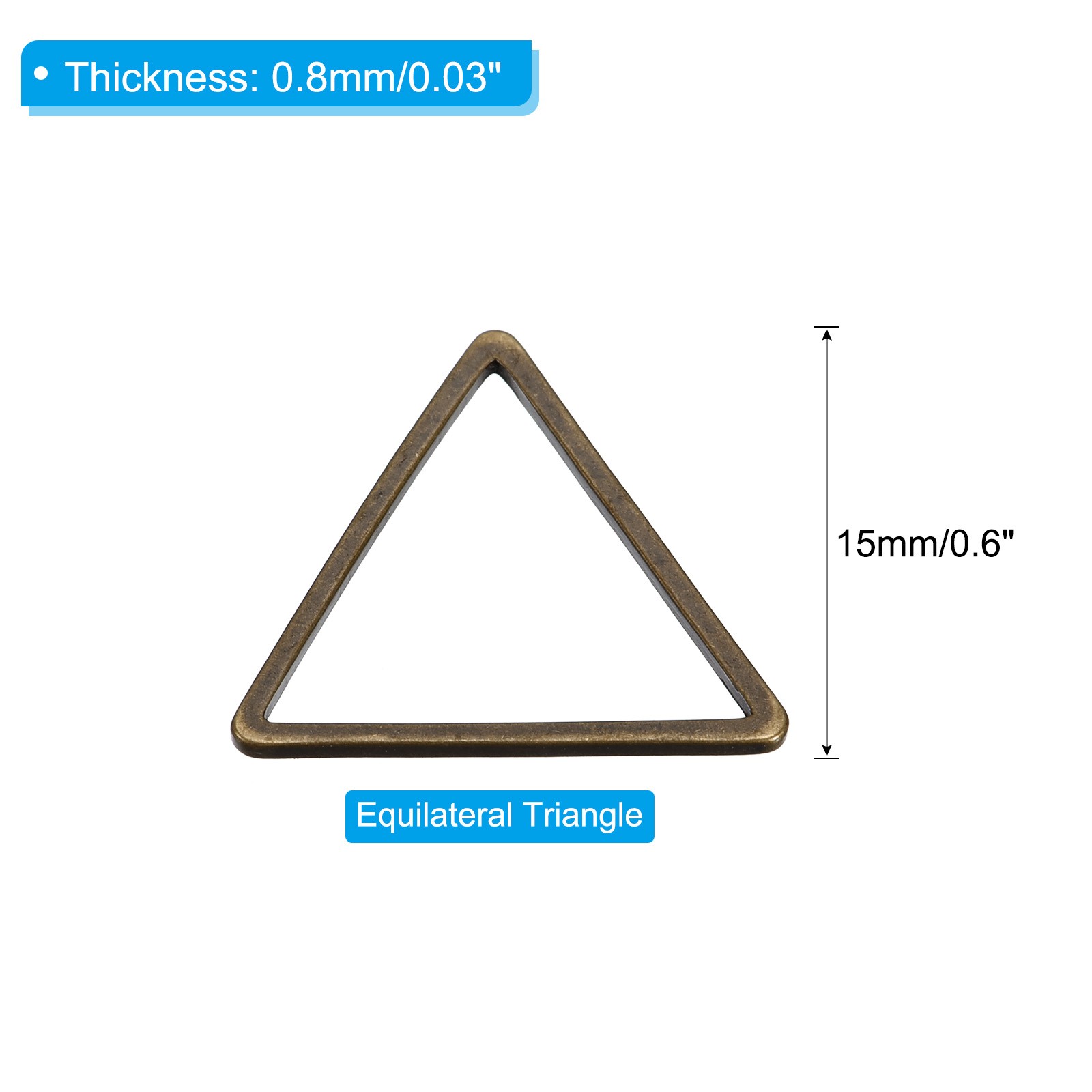30pcs Earrings Beading Hoop 0.6X0.6" Triangle Finding Ring Bronze