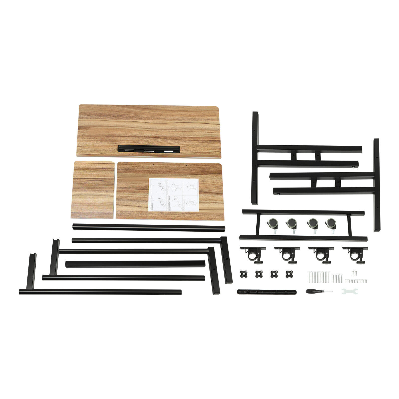Rolling Laptop Desk Adjustable Height Computer Table Stand up Office Workstation
