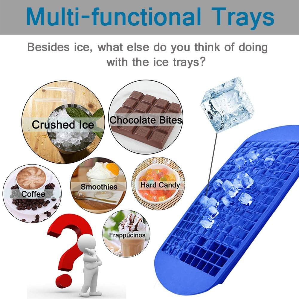 Silicone Mini Ice Cube Trays 3 Pack 160 Crushed Ice for Whiskey