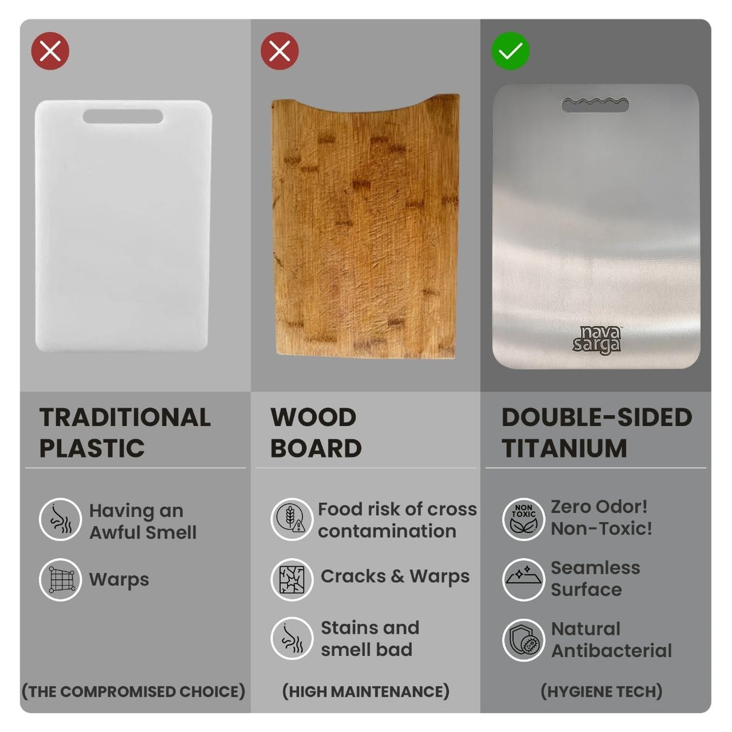 Pure Titanium Cutting Board for Kitchen, Solid Metal Chopping Board, Hygienic...