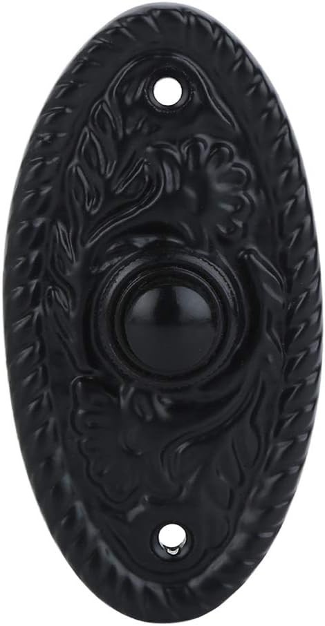 Black Powder Coated Antique Doorbell Button – 3 3/8" X 1 3/4" – Vintage Style Ca