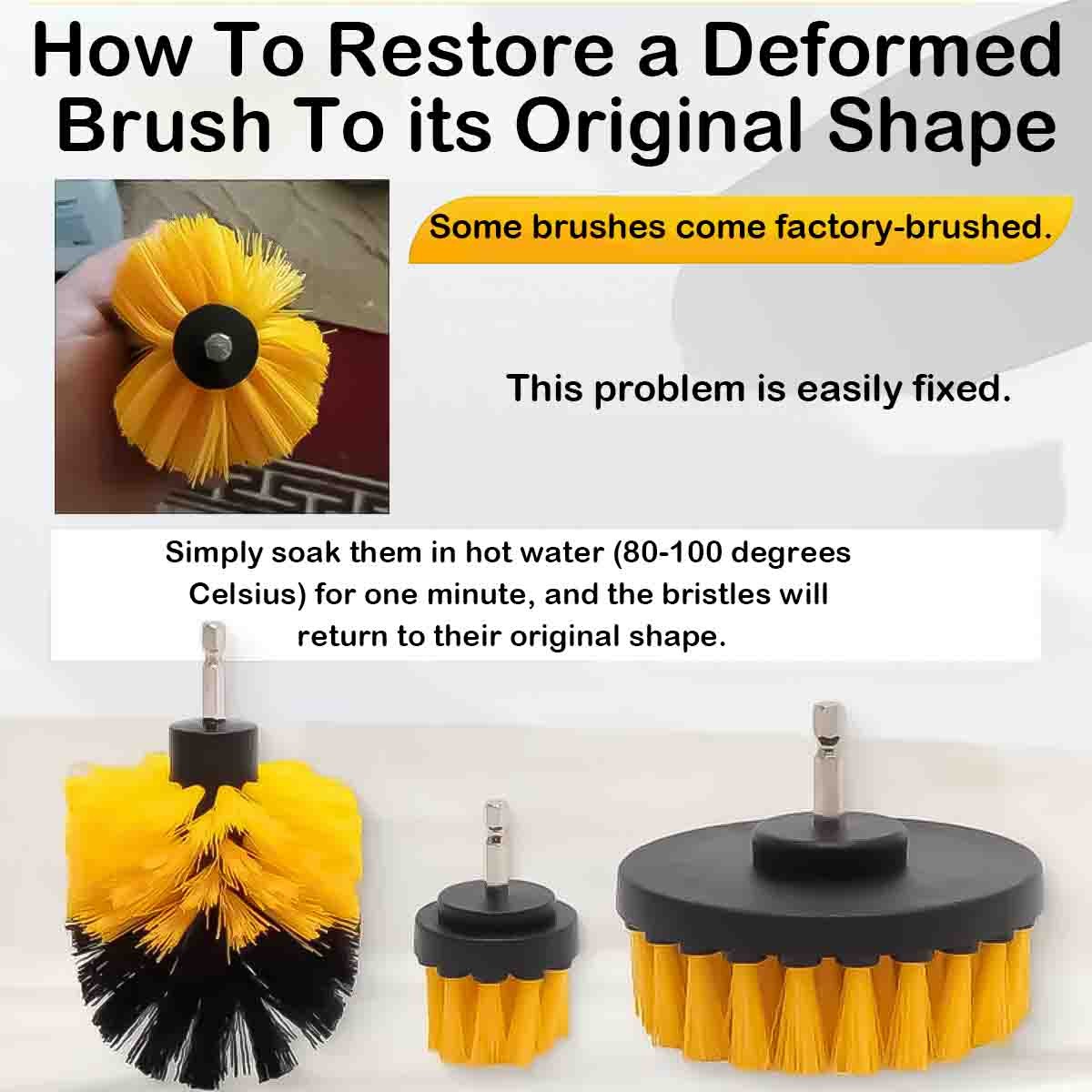 3 Pack Drill Power Scrubber Cleaning Brush, All Purpose Drill Scrub Brushes Kit