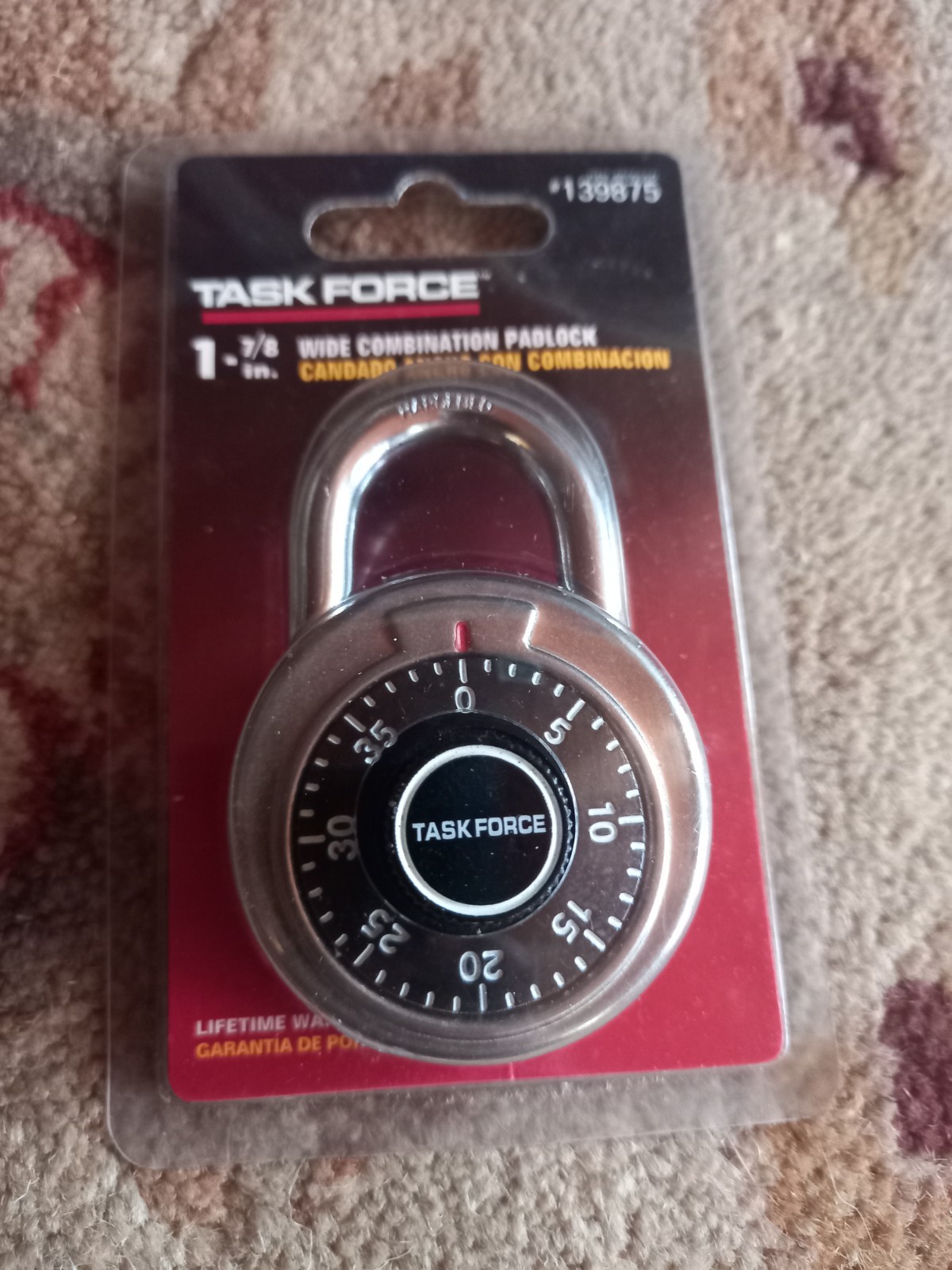 Task Force 1-7/8 in Wide Combination Padlock with Three Digit Combination