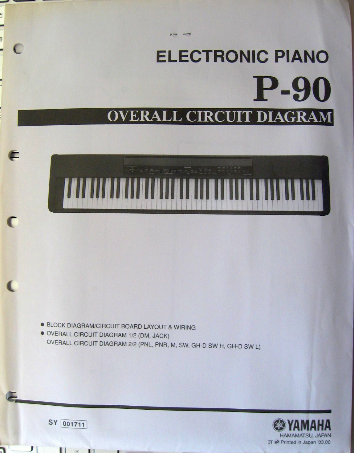 Yamaha P-90 Digital Electronic Piano Original Overall Circuit Diagram Sheets