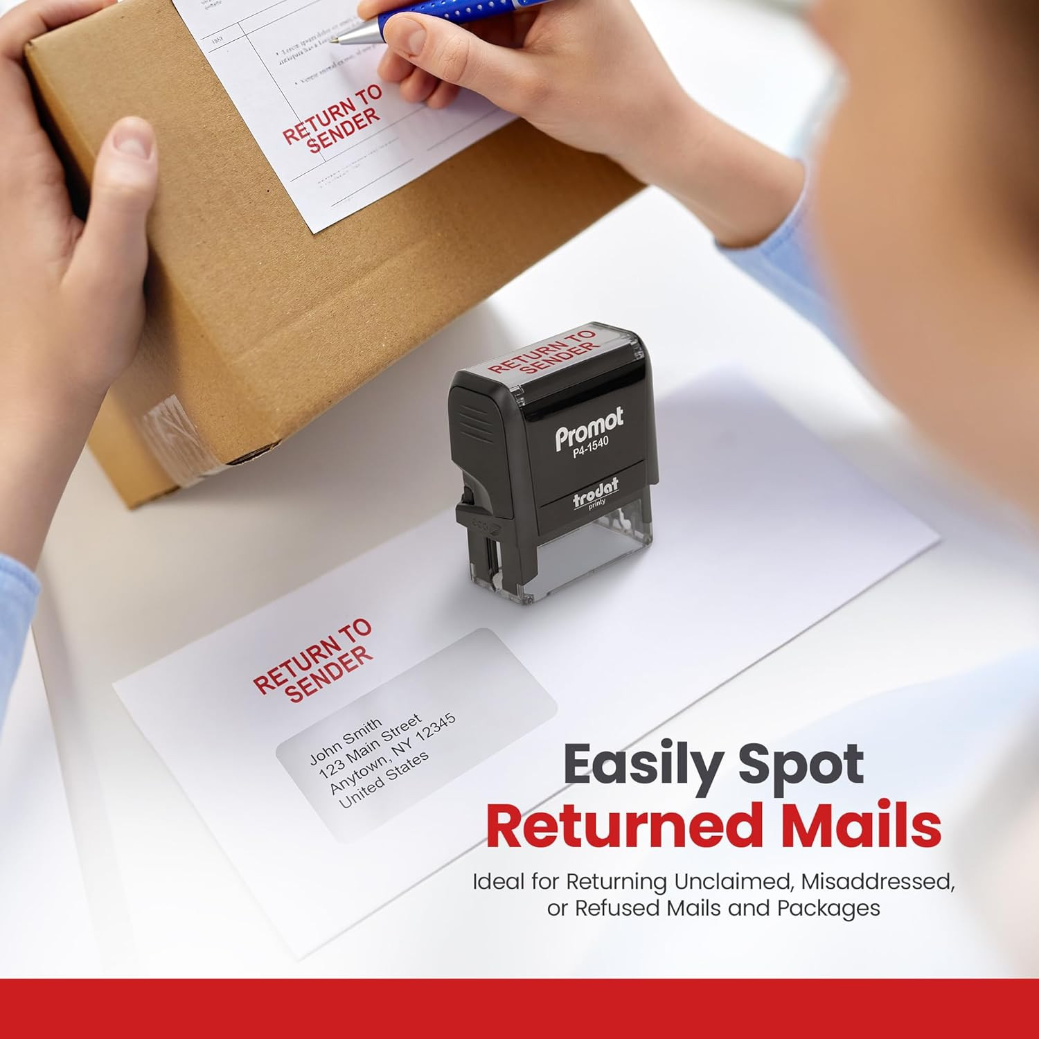 Return to Sender Self Inking Rubber Stamp - Refillable Business Stamper - Work,