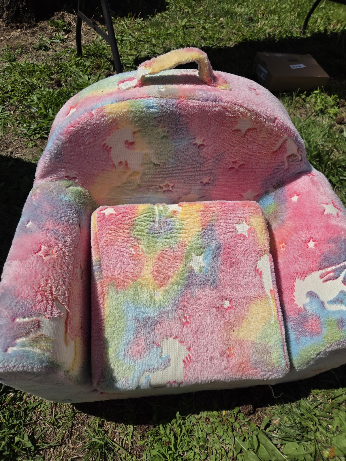 Convertible Unicorn Plush Armchair Multicolor Stars Kids