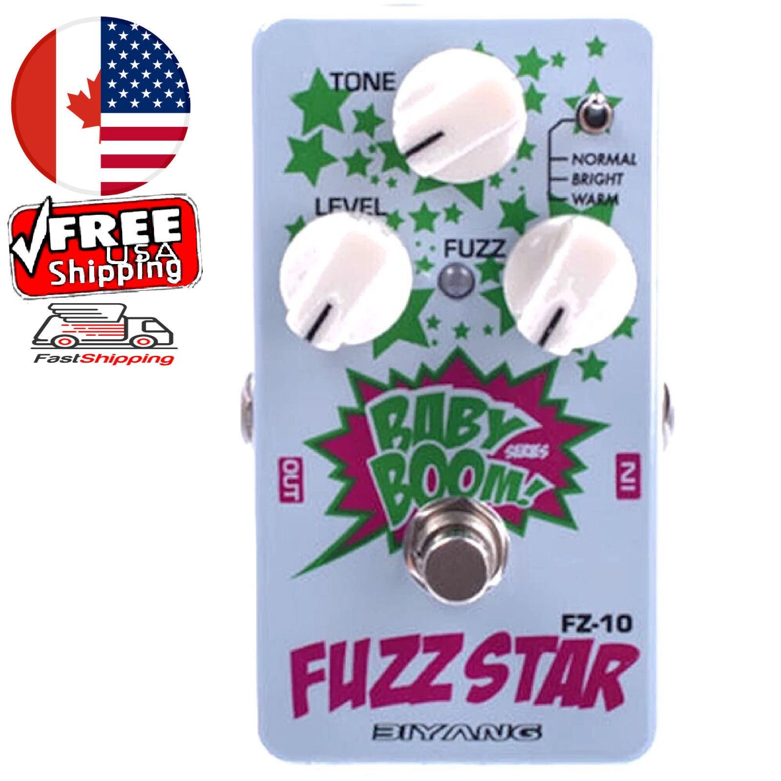Biyang Fuzz Star FZ-10 Guitar Effect Pedal 3 Modes of Fuzz and Dist Sealed Pots
