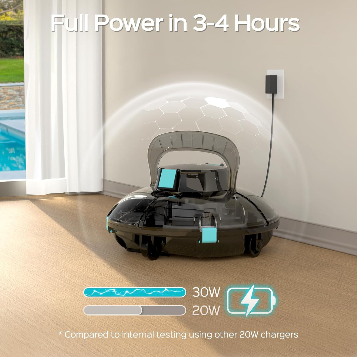 light duty transparent Cordless Robotic Pool Cleaner 538sq.ft Flat Above Ground