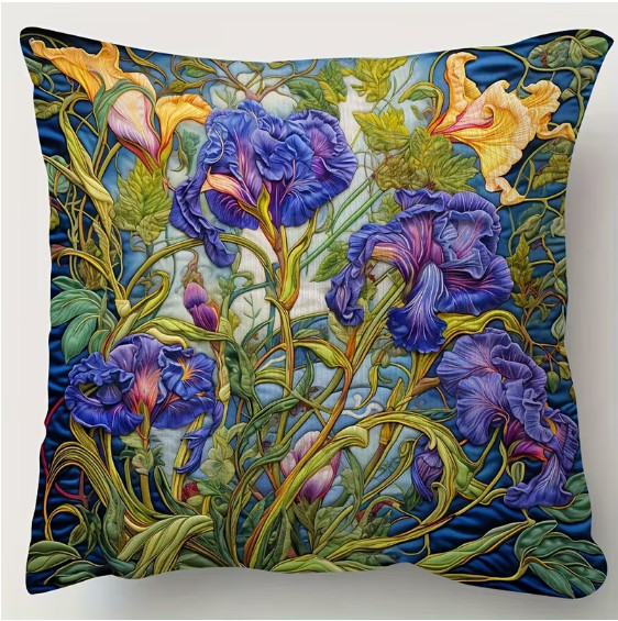 THROW PILLOW COVER- William Morris Style Botanical Print, Double-Sided, 18x18