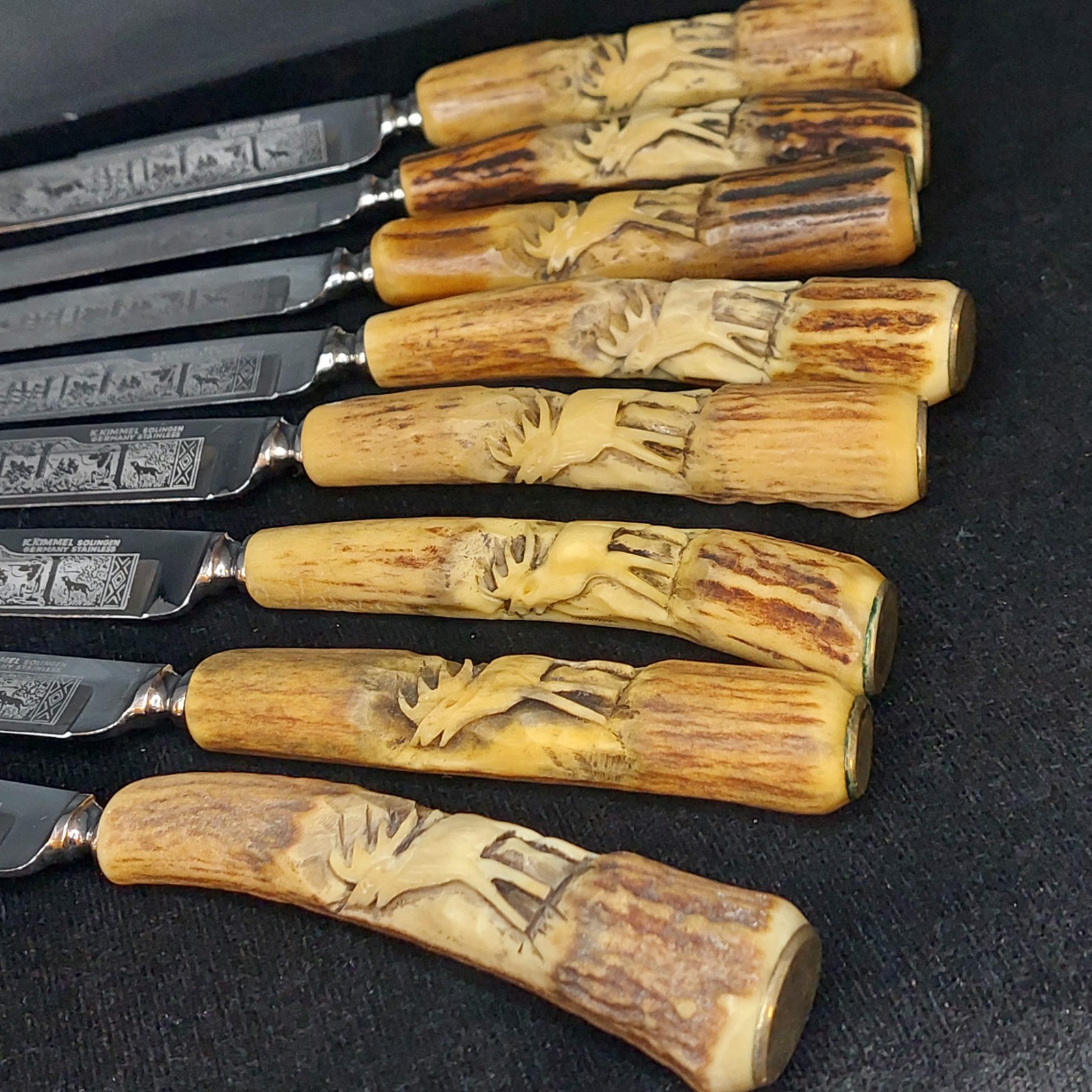 17 Pc 1930-1950 Karl Kimmel Solingen Germany Rust-free Stag Handle Flatware Set