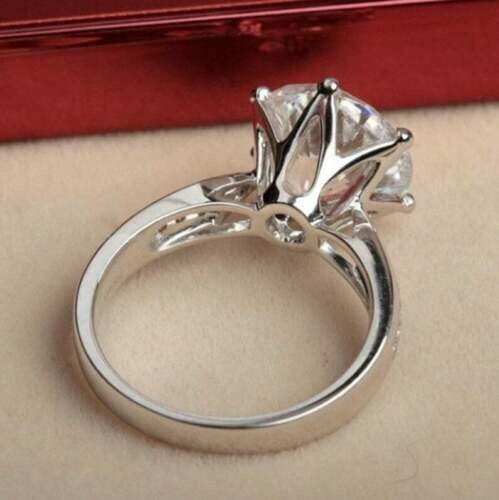 Round Cut 3.80 Ct Lab-Created White Diamond Engagement Ring 925 Sterling Silver