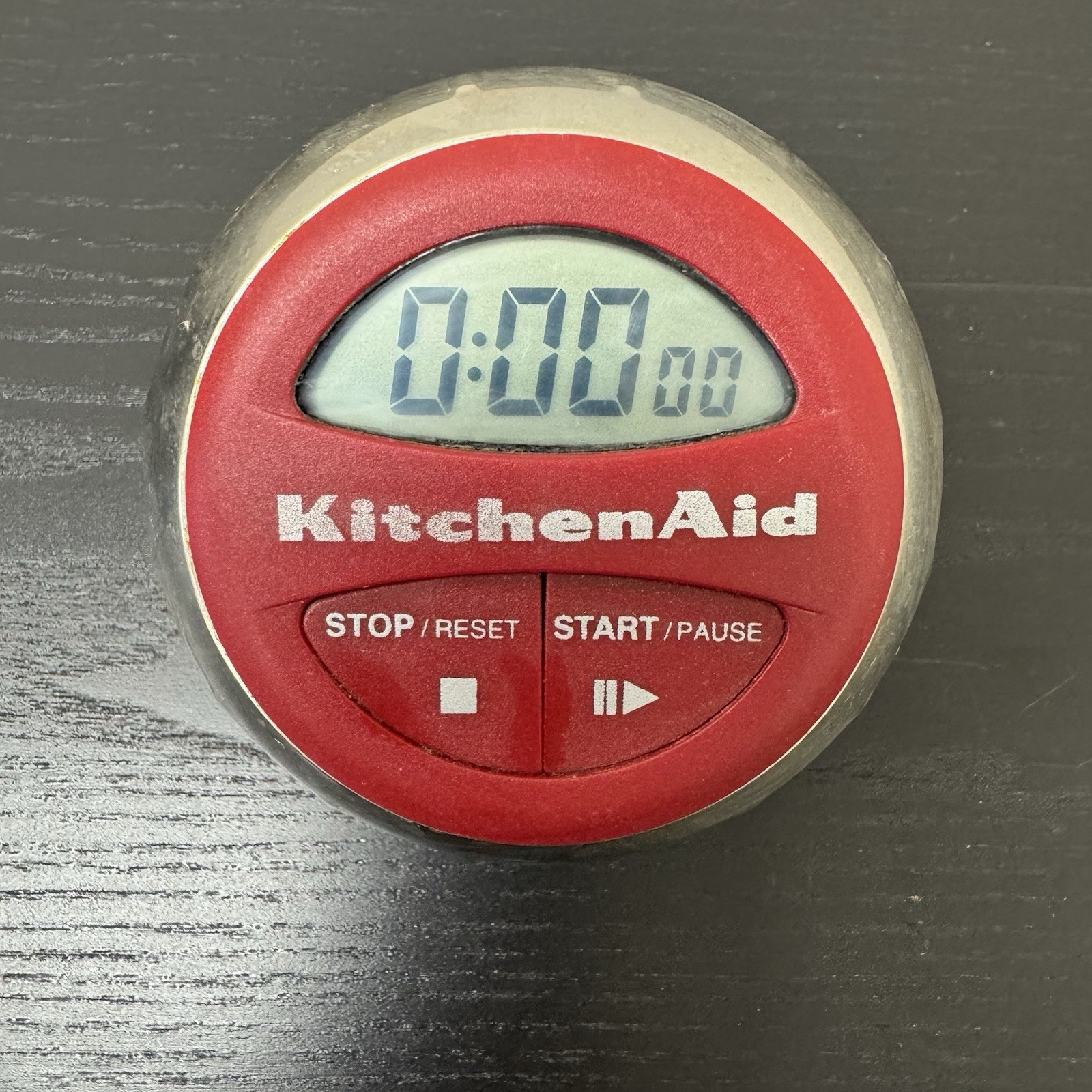 KitchenAid Digital Kitchen Timer Red Silver Countdown Count Up Battery Operated