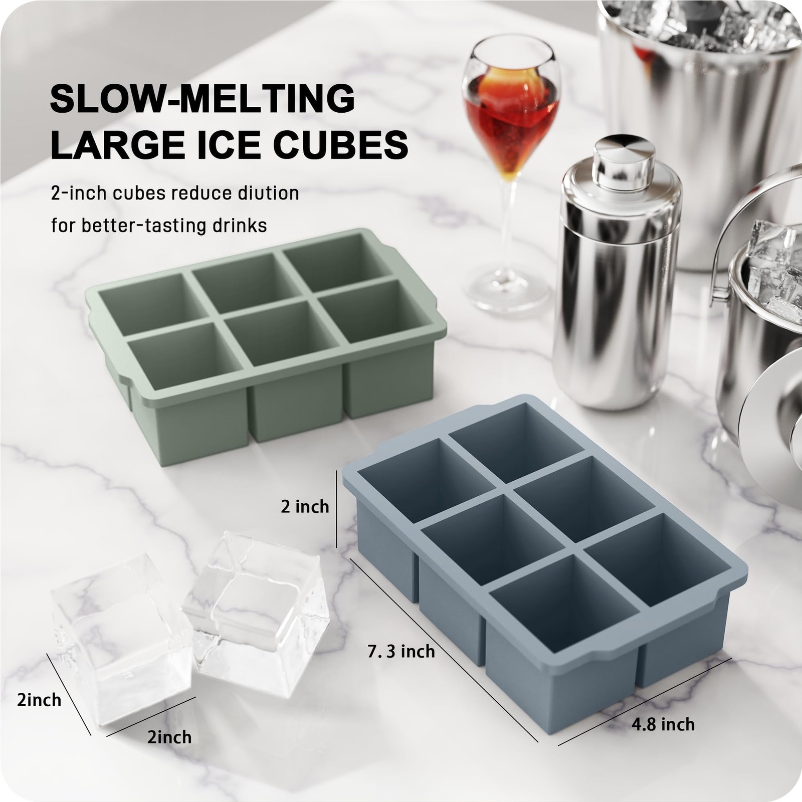 VLM 3 Packs Large Ice Cube Molds with Stackable Molds, Neutral