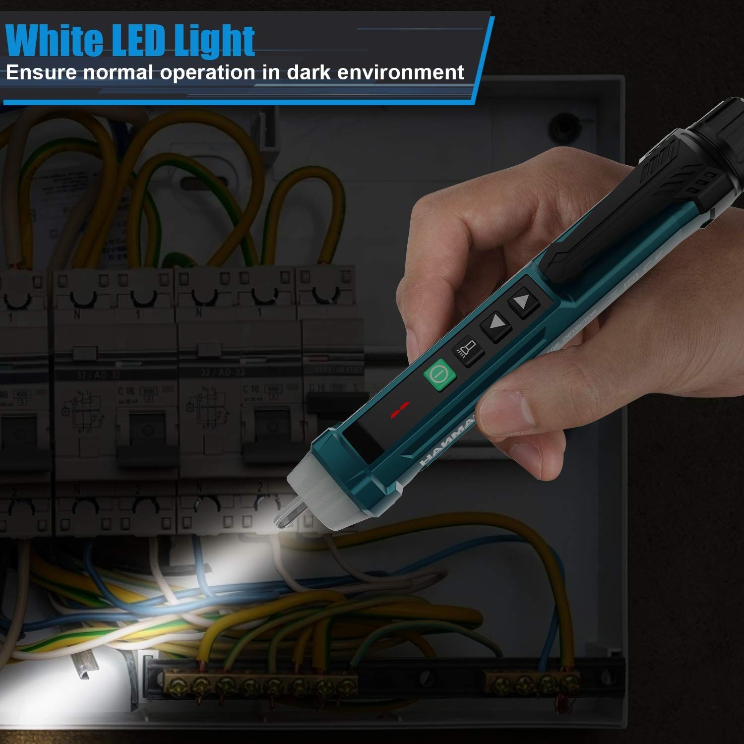 Digital Non-Contact Voltage Tester with Adjustable Range & Night Light Function