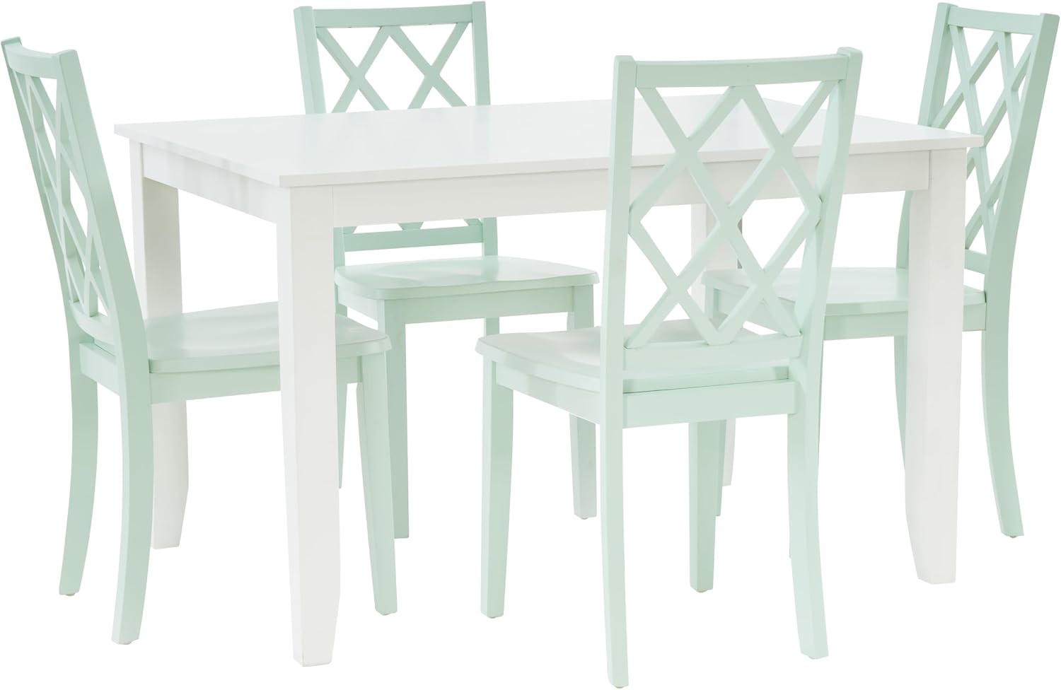 Morgan White and Mint Wooden Five Piece Modern Dining Set Seats 4