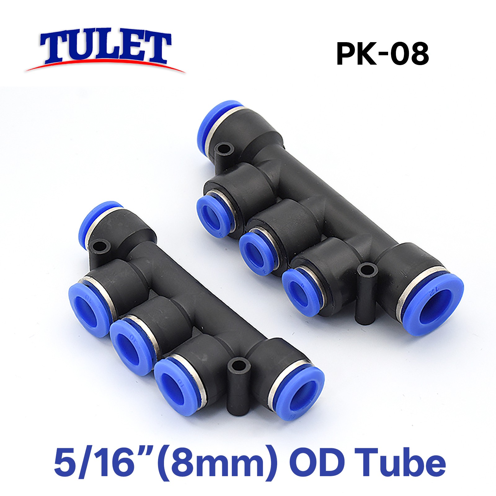 5pcs Pneumatic Manifold Union Tube OD 5/16" Push In To Connect Air Fitting