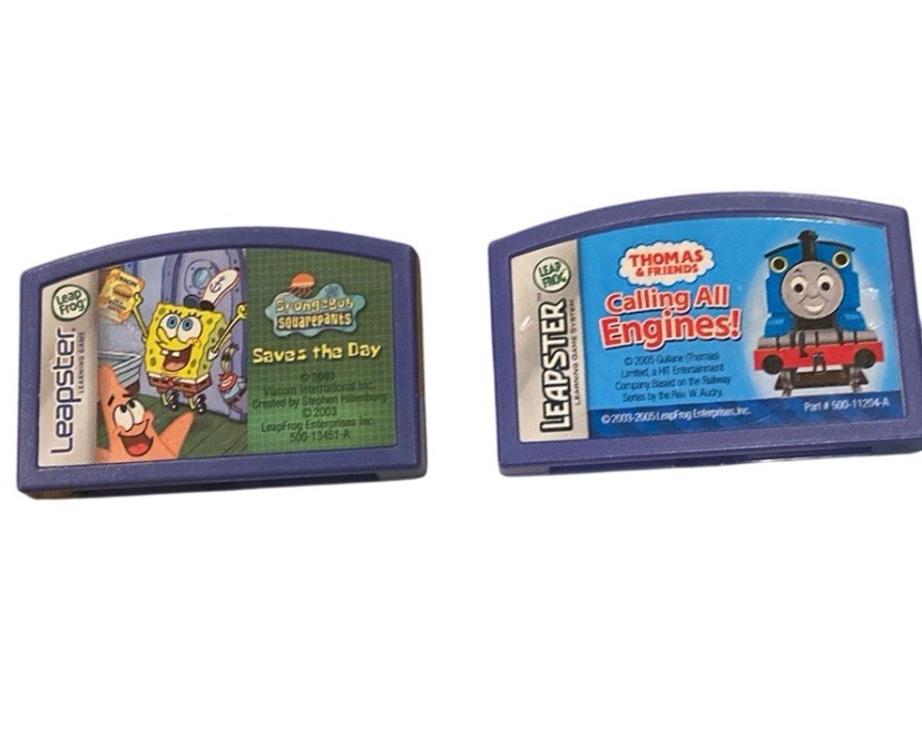 LeapFrog Leapster Thomas & Friends Calling All Engine & Sponge Bob Games Lot