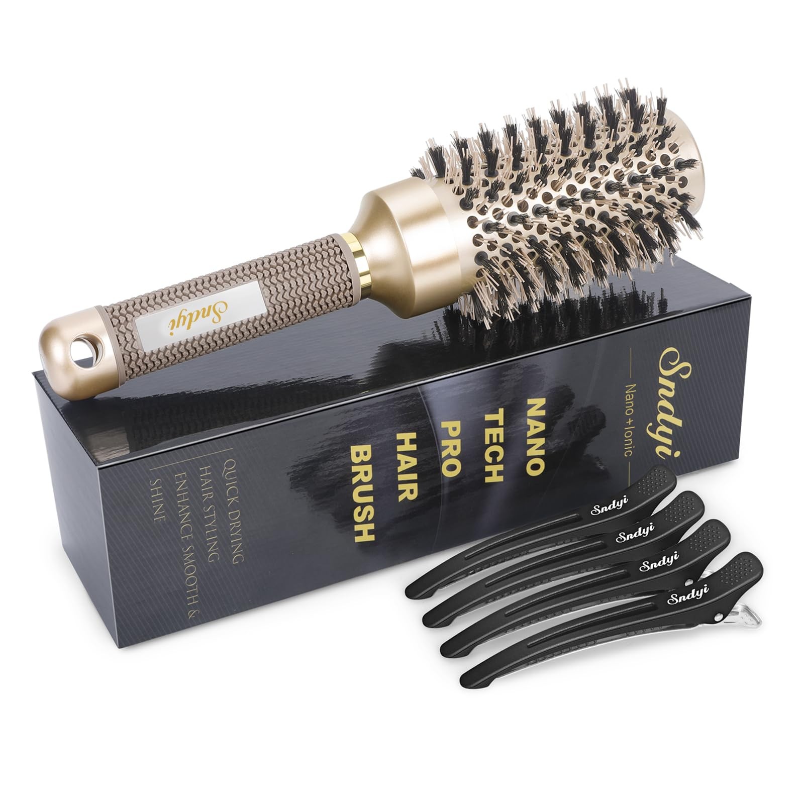 Round Brush For Blow Drying Nano Thermal Ceramic Ionic Tech Hair Brush Boar