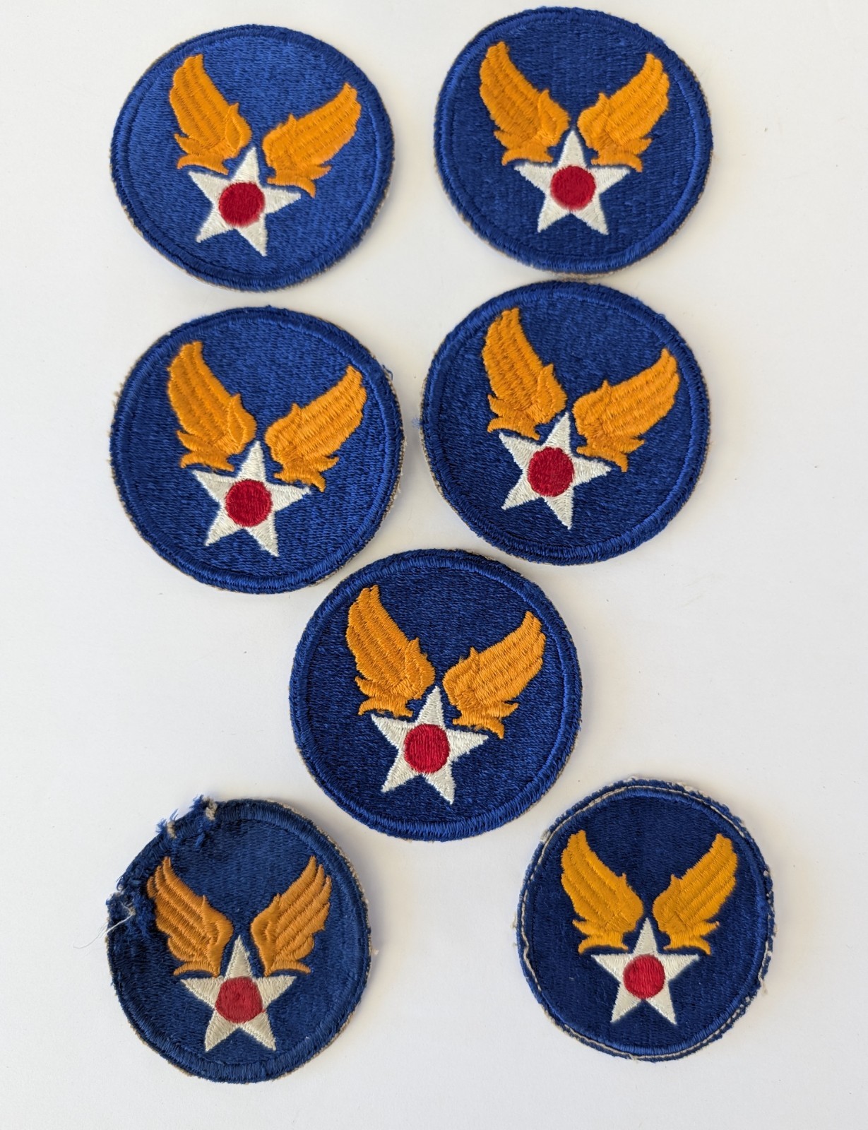 Lot of 7 Original WWII WW2 US Army Air Corps Vintage Patches USAAF Gold Wings