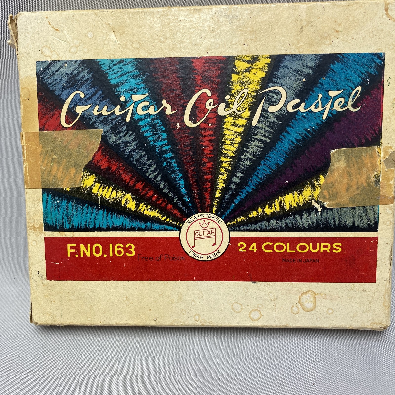 Vintage Guitar Oil Pastel Set 24 Colours F.No.163 Made in Japan Art Supplies Box