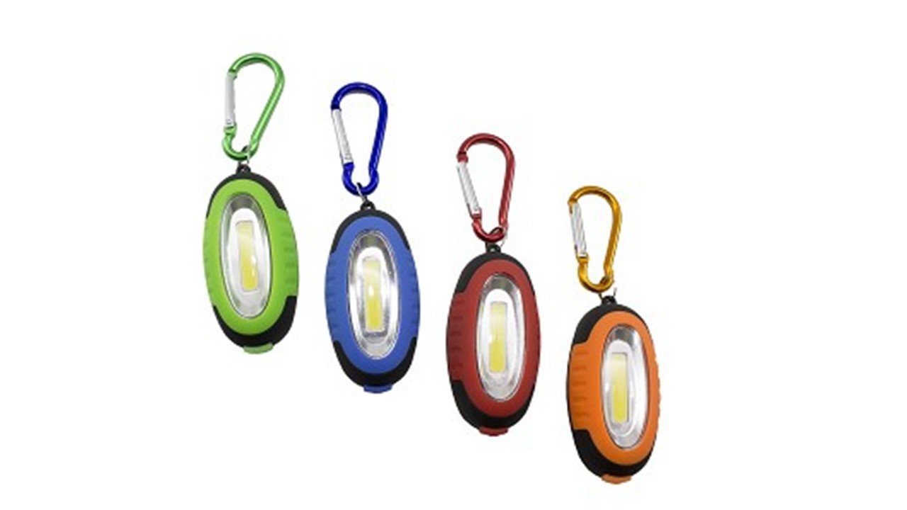 LED Keychain COB Light Outdoor Camping w/ Carabiner Flashlight Torch Magnet Back