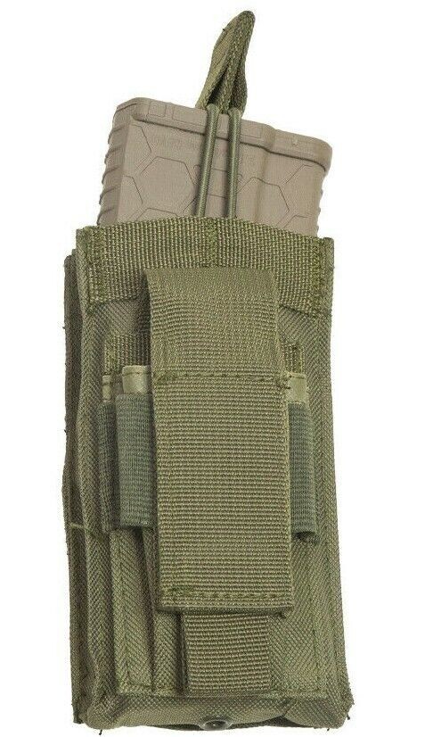 VISM Single Rifle Magazine MOLLE Pouch w/ Kangaroo Pistol Mag Pouch 1+1 ODG