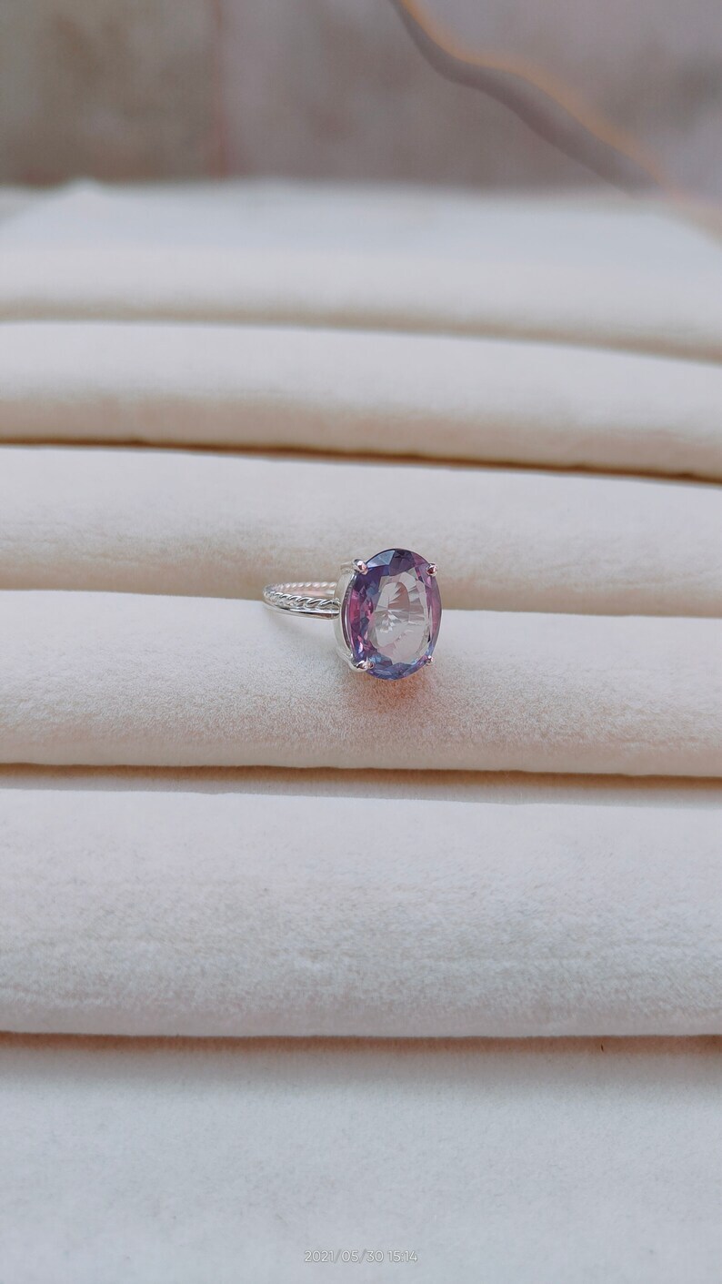 Oval Cut Alexandrite, Hand Made Ring, Alexandrite Ring, 925 Sterling Silver